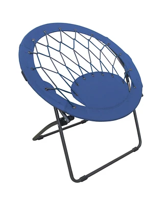 Zenithen Bungee Folding Dish Chair with Steel Frame, Blue, 32"
