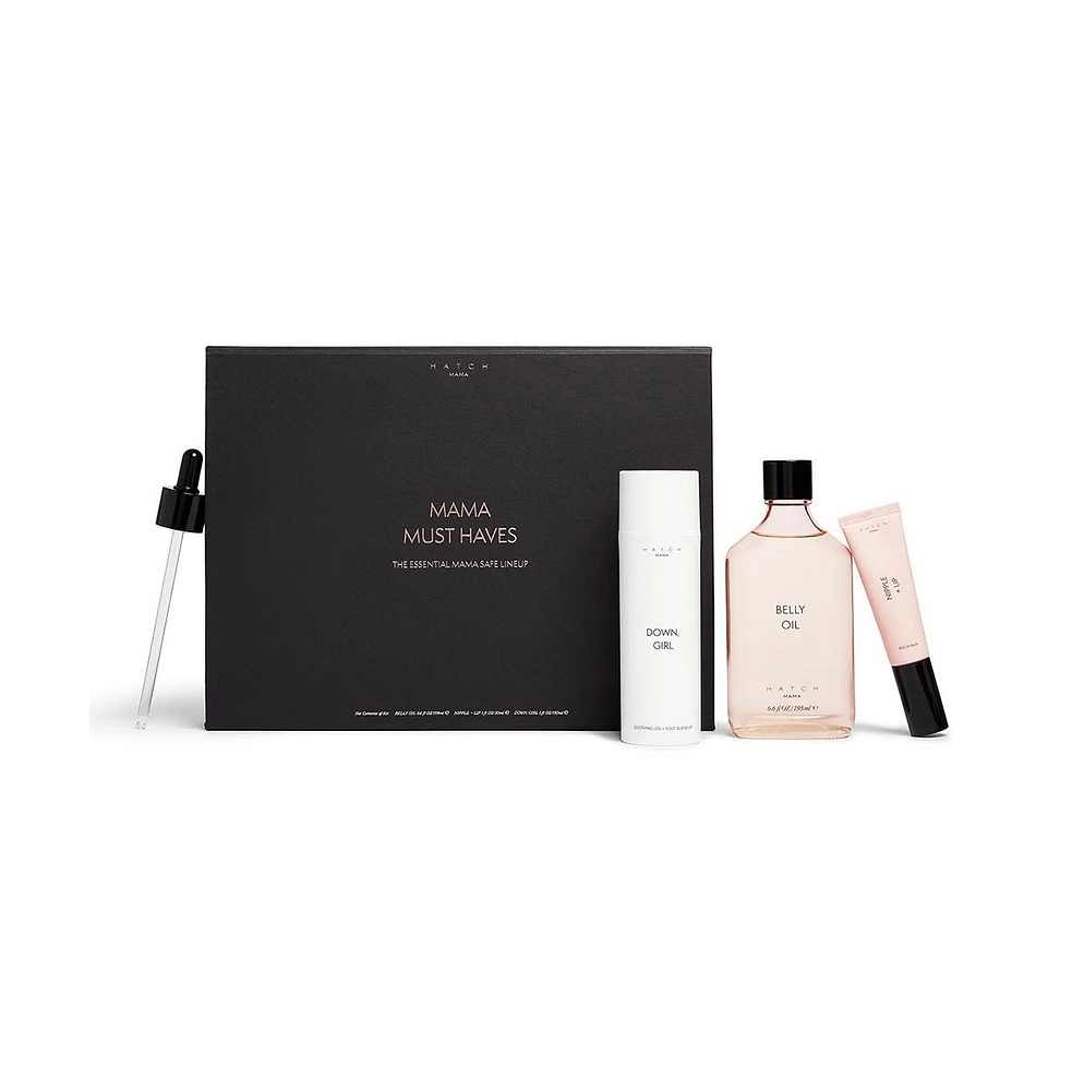 Hatch Collection Clean Beauty Mama Must Haves Essential Maternity Gift Set-Includes Belly Oil, Down Girl, Nipple+Lip