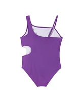 Child Girls Purple Rib Swimsuit