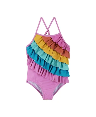 Andy & Evan Big Girls / Rainbow Ruffle Detail Swimsuit