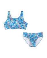 Andy & Evan Big Girls Blue Abstract Two-Piece Swimsuit