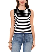 Vince Camuto Women's Striped Ribbed Keyhole-Back Sleeveless Sweater