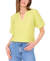 Vince Camuto Women's Split-Neck Puff Sleeve Top