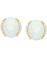 Opal (2 ct. t.w.) & Diamond Accent Stud Earrings in 14k Gold