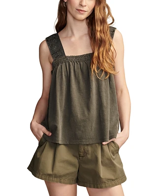 Lucky Brand Women's Embroidered-Yoke Cotton Sleeveless Tank Top