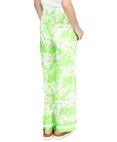 Michael Kors Petite Palm-Print Lush Pull-On Pants