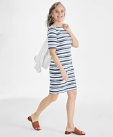 Style & Co Women's Printed Boat-Neck Elbow Sleeve Dress, Created for Macy's