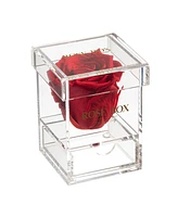 Rose Box Nyc Jewelry box of Red Wine Long Lasting Preserved Real Rose, 1 Rose