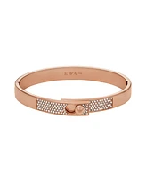 Emporio Armani Women's Rose Gold-Tone Stainless Steel with Crystals Setted Bangle Bracelet, EGS3089221