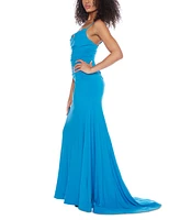 B Darlin Juniors' Ruched Cowlneck Gown