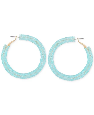 Guess Large Crushed Stone Hoop Earrings, 2.12"