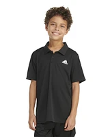 adidas Big Boys Short Sleeve 3-Stripe Polyester Mesh Polo