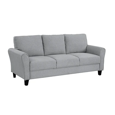 Simplie Fun Modern 1 Piece Sofa Dark Textured Fabric Upholstered Rounded Arms Attached Cushions