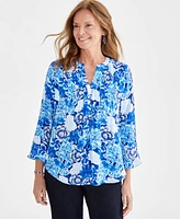 Style & Co Petite Gigi Multi Pintuck Top, Created for Macy's