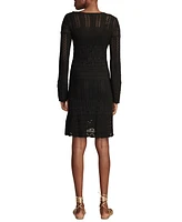 Lucky Brand Women's Festival Cotton Long-Sleeve Lace-Up Crochet Dress