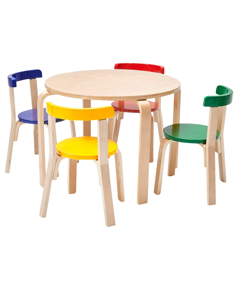 ECR4Kids Bentwood Table and Curved Back Chair Set, Premium Kids Wooden Furniture