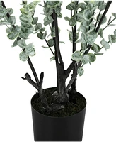 Monarch Specialties 44" Indoor Artificial Floor Eucalyptus Tree with Black Pot