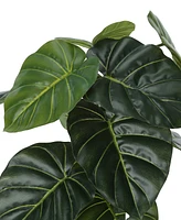 Monarch Specialties 24" Indoor Artificial Alocasia Plant with Decorative Black Pot