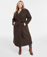 Dkny Plus Notched-Collar Double-Breasted Wrap Coat