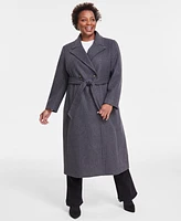 Dkny Plus Size Notched-Collar Double-Breasted Wrap Coat