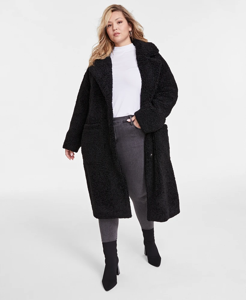 Bcbgmaxazria Plus Notched-Collar Teddy Coat