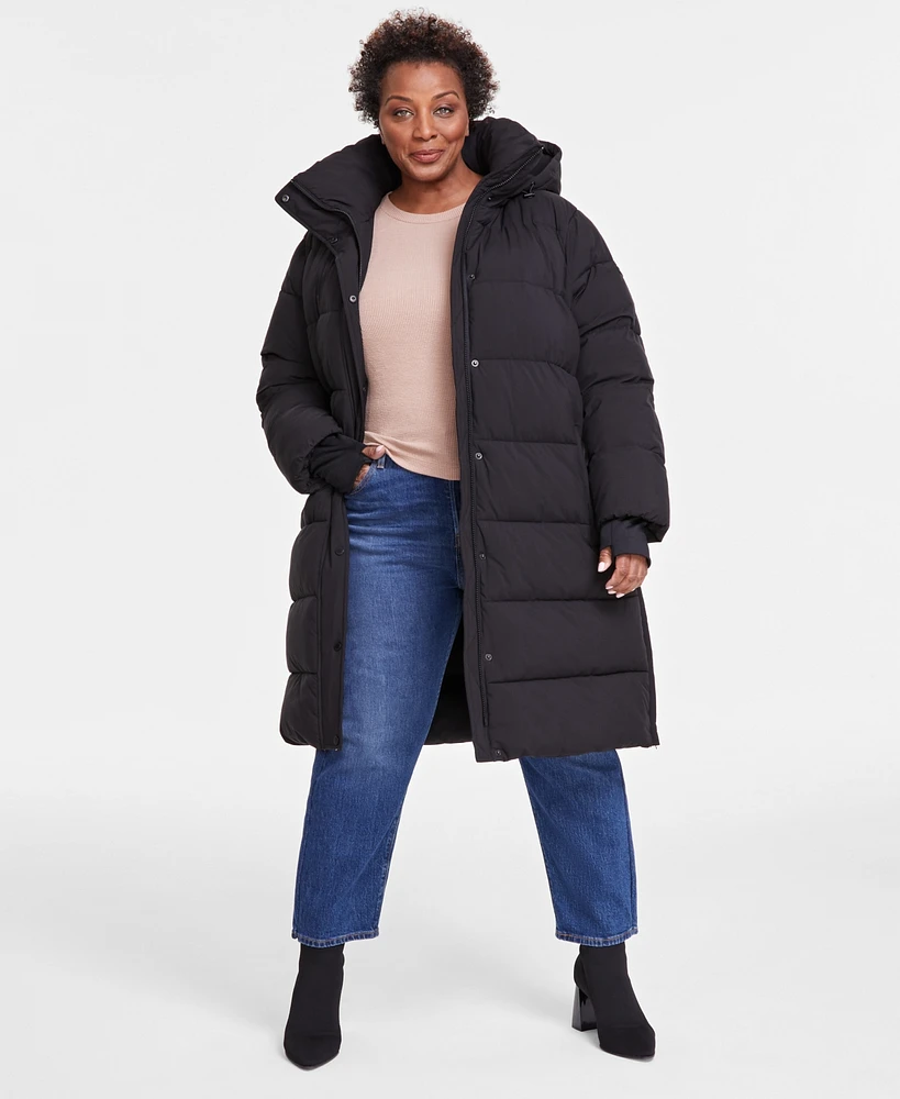 Bcbgmaxazria Plus Hooded Pillow-Collar Puffer Coat