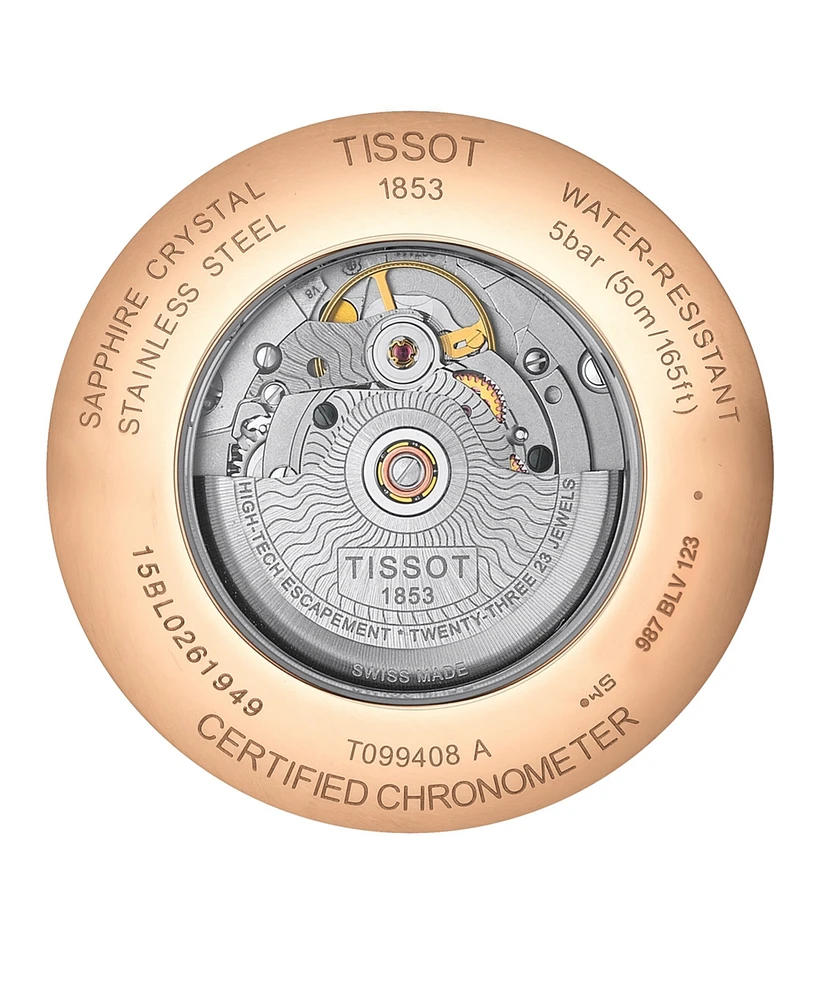 Tissot Men's Swiss Automatic Chemin Des Tourelles Brown Leather Strap Watch 42mm