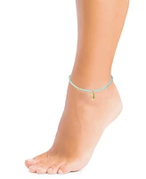 Giani Bernini Crystal Bead Feather Charm Layered Ankle Bracelet in 18k Gold-Plated Sterling Silver, Created for Macy's