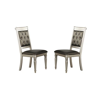 Simplie Fun Dining Chairs With Tufted Back, Silver(Set Of 2)