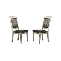 Simplie Fun Dining Chairs With Tufted Back, Silver(Set Of 2)