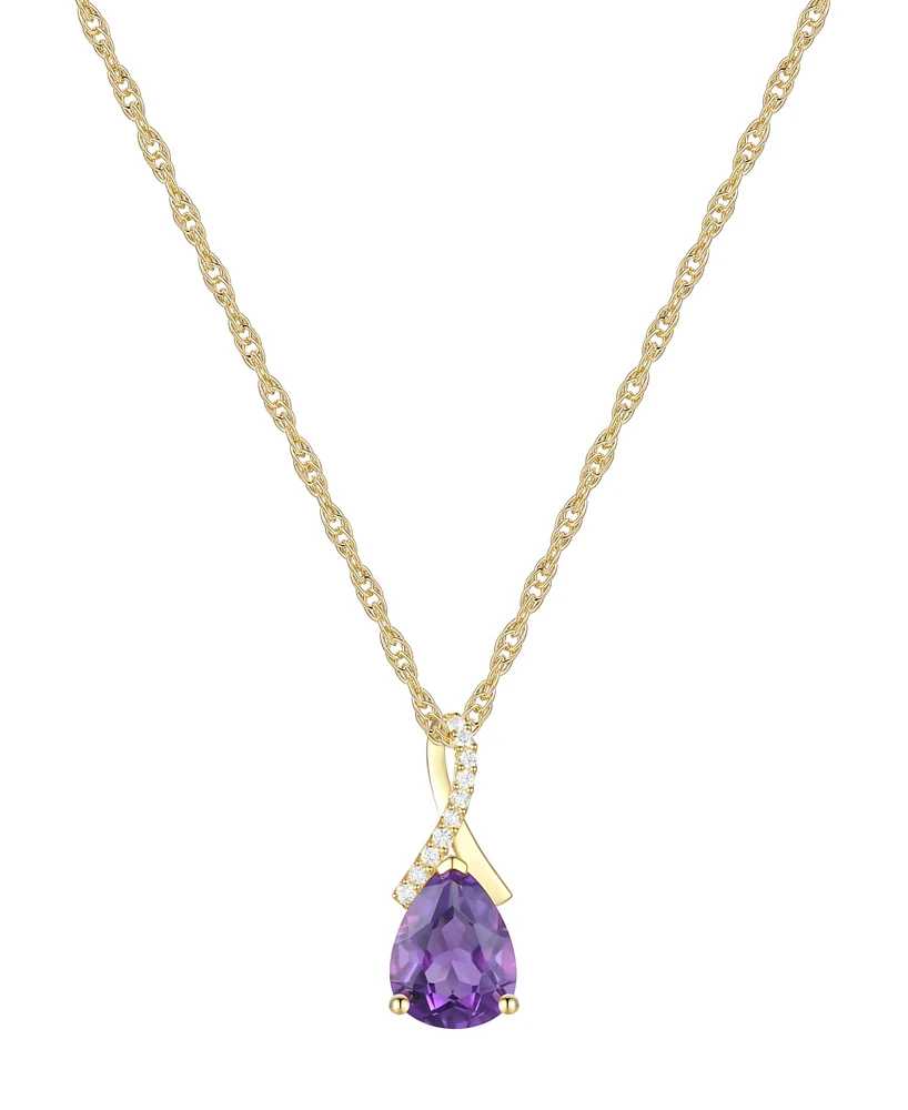 Amethyst (1-1/3 ct. t.w.) & Lab-Grown White Sapphire (1/20 Pear 18" Pendant Necklace 14k Gold (Also Available Additional Gemstones)