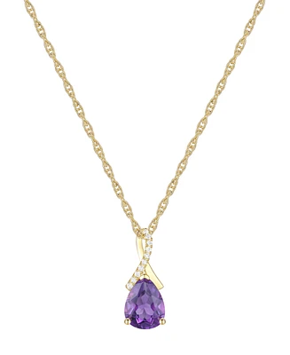 Amethyst (1-1/3 ct. t.w.) & Lab-Grown White Sapphire (1/20 Pear 18" Pendant Necklace 14k Gold (Also Available Additional Gemstones)