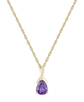 Amethyst (1-1/3 ct. t.w.) & Lab-Grown White Sapphire (1/20 Pear 18" Pendant Necklace 14k Gold (Also Available Additional Gemstones)