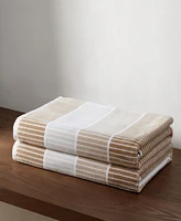 Calvin Klein Blocked Terry Yarn Dyed Stripe Beach Towel Set, 68" x 36"