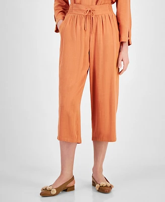 Jm Collection Women's Smocked-Waist Cropped Pants, Created for Macy's
