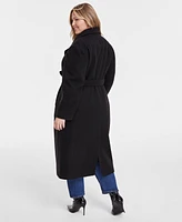 Dkny Plus Notched-Collar Double-Breasted Wrap Coat