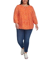 Tommy Hilfiger Plus Size Pintucked Scoop-Neck Top