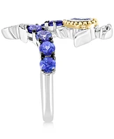 Effy Tanzanite (1-3/8 ct. t.w.) & Diamond (1/20 ct. t.w.) Starfish & Sea Turtle Bypass Ring in Sterling Silver & Gold-Plate