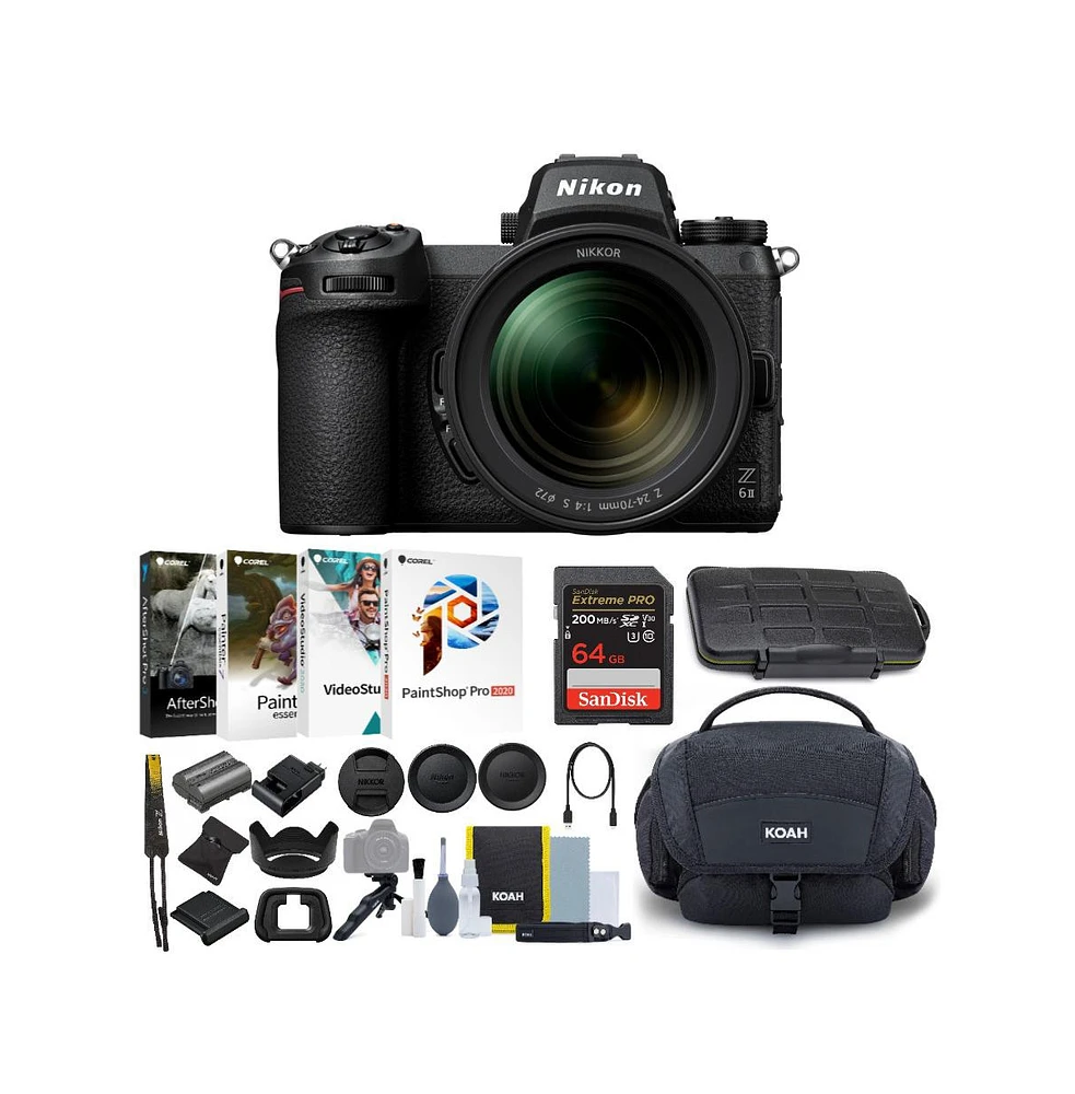 Nikon Z6II Mirrorless with 24-70mm, 64GB Card, Software and Accessory Bundle