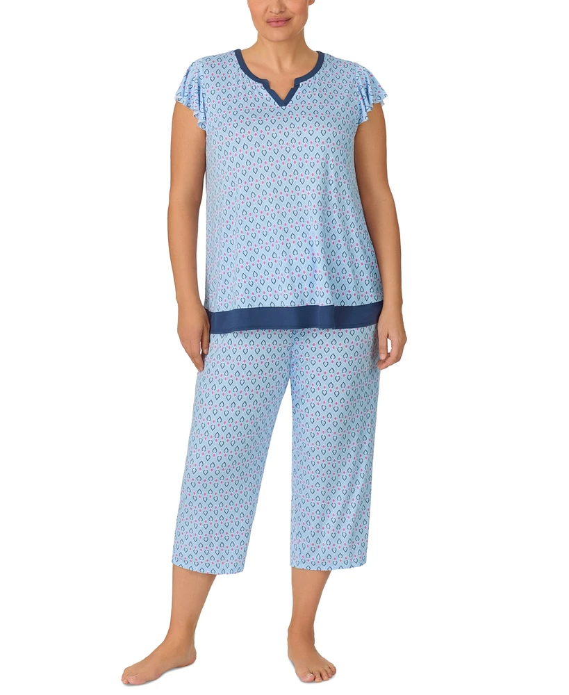 Ellen Tracy Plus 2-Pc. Printed Cropped Pajamas Set