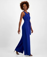 Connected Women's Tie-Front Flyaway Wide-Leg Jumpsuit