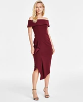 Betsy & Adam Off-The-Shoulder Ruffle Dress