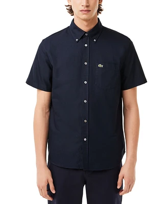Lacoste Men's Short Sleeve Button-Down Oxford Shirt