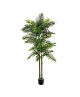 Nearly Natural 8ft. Uv Resistant Artificial Double Robellini Palm Tree Indoor/Outdoor