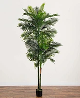 Nearly Natural 9ft. Uv Resistant Artificial Double Robellini Palm Tree Indoor/Outdoor