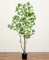 Nearly Natural 7ft. Artificial Minimalist Japanese Pieris Tree with Real Touch Leaves