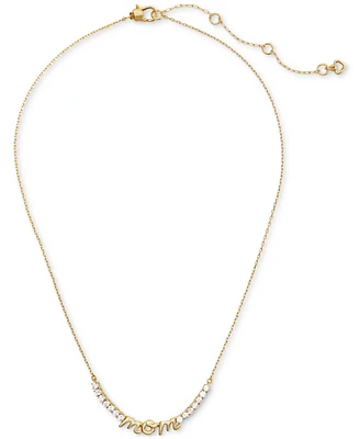 kate spade new york Gold-Tone Love You, Mom Crystal Necklace, 16" + 3" extender