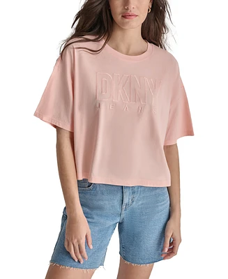 Dkny Jeans Women's Cropped-Fit Short-Sleeve Logo T-Shirt