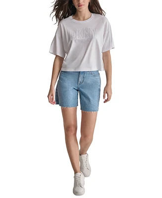 Dkny Jeans Women's Cropped-Fit Short-Sleeve Logo T-Shirt