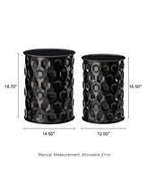 Glitzhome Set of 2 Multi-Functional Honeycomb Metal Garden Stool or Planter Stand